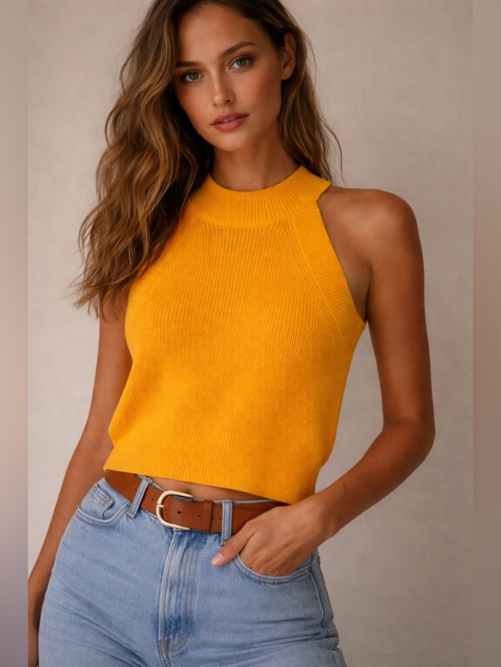 Wilfred Aritzia Knit Crop Top – XXS | Golden Yellow 💛✨
